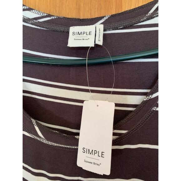 Simple by Suzanne Betro 2X  NWT Gray/White Stripe Womens Sleeveless  Dress - Picture 5 of 6